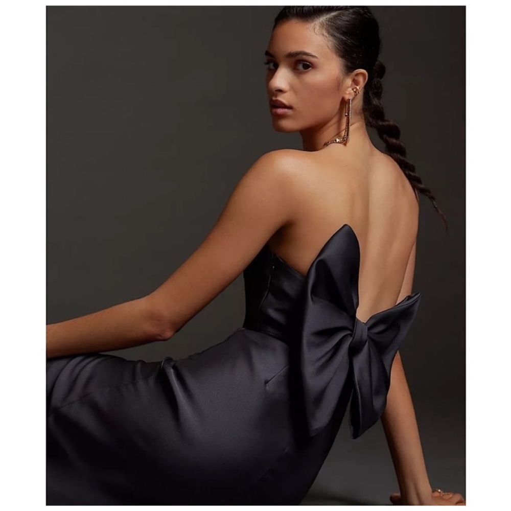 Anthropologie Hitch Black Slim Bow Dress in Size 4